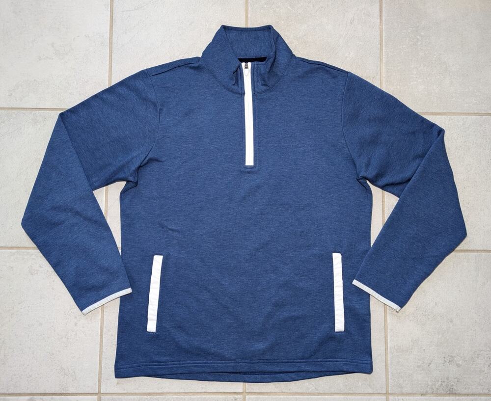 Bonobos Golf Men's Medium 1/4 Zip Pullover Slim Fit Long Sleeve Mock Neck Blue